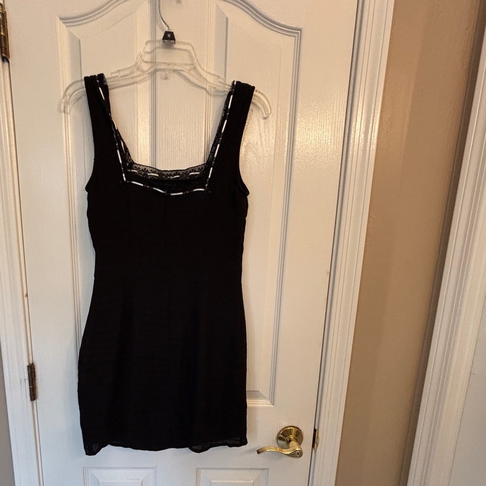 Coquette Whimsigoth Y2K Black Lines Bodycon Minidress Women’s Size Medium - Picture 4 of 10